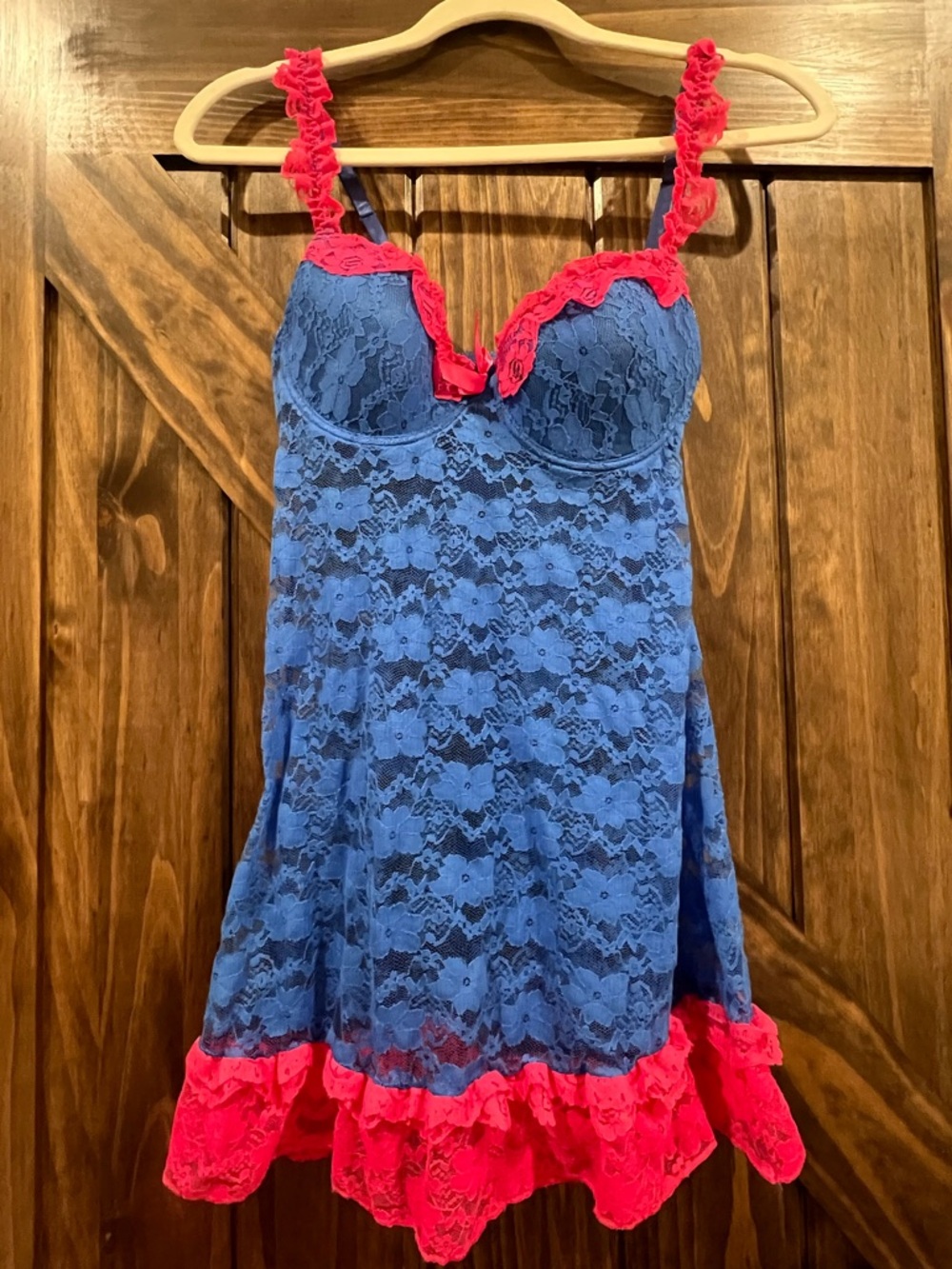 Blue & Pink Lace Babydoll Chemise - Women Intimates